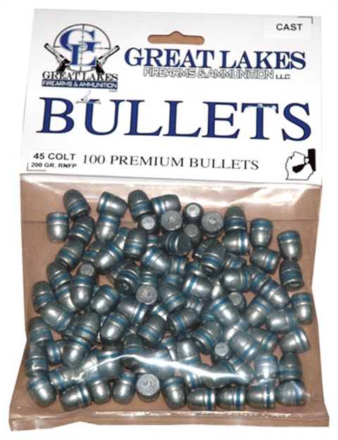 Picture of Great Lakes Firearms & Ammo Lakes Bullets .45Lc .452 250Gr. Lead-Rnfp 100Ct