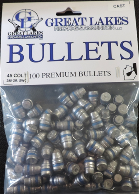 Picture of Great Lakes Firearms & Ammo Lakes Bullets .45Lc .452 255Gr. Lead-Swc 100Ct