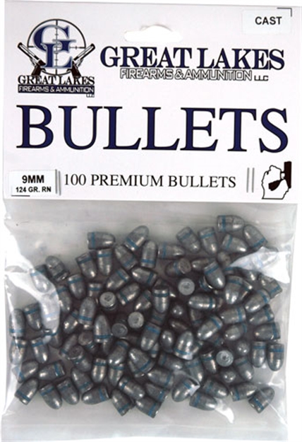 Picture of Great Lakes Firearms & Ammo Lakes Bullets 9Mm .356 124Gr. Lead-Rn 100Ct