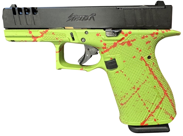 Picture of  Great Lakes Firearms Gl19szom Striker  Compact Frame 9Mm Luger 15+1 4" Black Nitride Steel Barrel, Black Cerakote Serrated W/Slide Cuts Steel Slide, Zombie Cerakote Polymer Frame & Grip, Ambidextrous