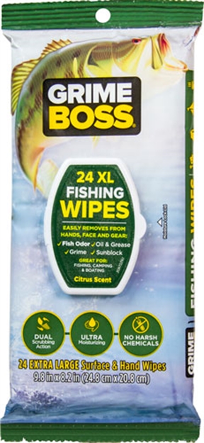 Picture of Grime Boss Boss Fishing Wipes Citrus Scented 24 Count Wipes