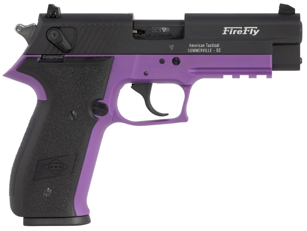 Picture of  Gsg Gerg2210ffl Firefly  22 LR 10+1 4" Black Serrated Slide, Purple Zinc Alloy W/Accessory Rail Frame, Black Polymer Grip
