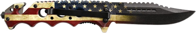 Picture of Guard Dog Security Dog Knife American Flag W/ 3D Skull Folder 3.5" Blade!