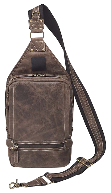 Picture of  Gun Tote'n Mamas/Kingport Gtmczy108 Sling Backpack  Brown Leather Includes Standard Holster