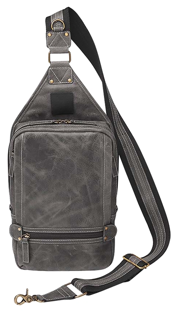 Picture of  Gun Tote'n Mamas/Kingport Gtmczy108grey Sling Backpack  Gray Leather Includes Standard Holster