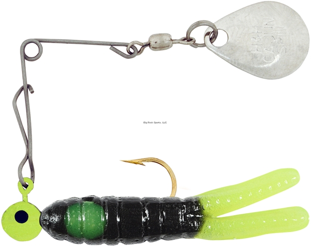 Picture of H & H Lure Cajun Super Spin, 1/8 Oz, Black/Chartreuse Tail & Dot, Nickel
