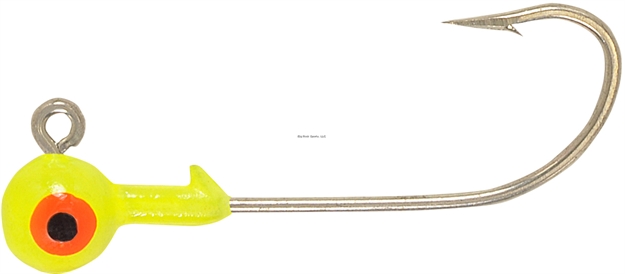 Picture of H & H Lure Cocahoe Round SW Jighead, 1/4 Oz, 2/0 Hook, Chartreuse, 10/Pack