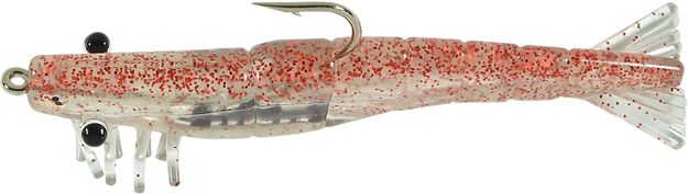 Picture of H & H Lure Tko Shrimp, 3 1/2", 1/4 Oz, Clear/Red Glitter, 3/Pack