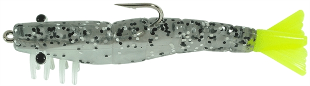 Picture of H & H Lure Tko Shrimp, 3 1/2", 1/4 Oz, Salt & Pepper/Chartreuse Tail, 3/Pack