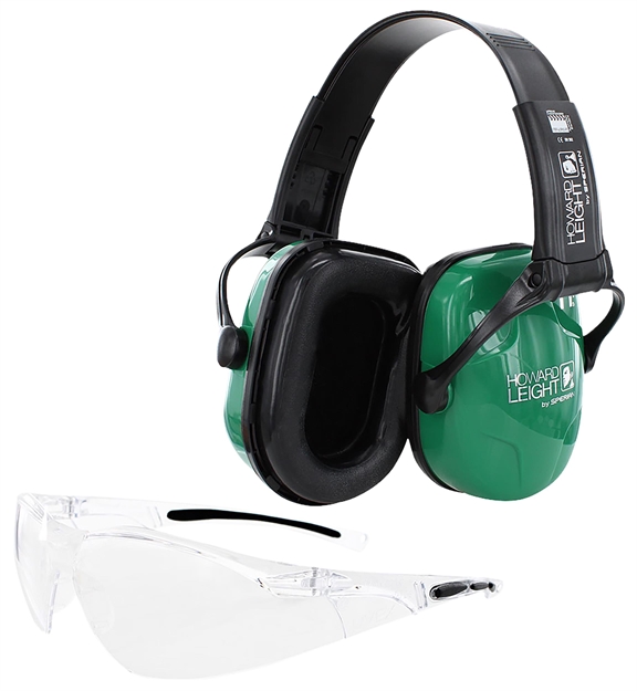 Picture of Howard Leight R01761 Shooting Sports Safety Combo 25 DB Over The Head Green/Black Adult R-01761 033552017615