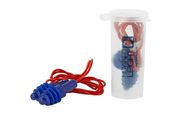 Picture of Howard Leight R01521 Corded Ear Plugs Air Soft Foam 27 DB Behind The Neck Blue Ear Buds With Orange Cord Adult 2 Pair R-01521 033552015215