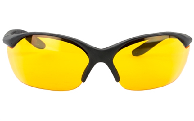 Picture of  Howard Leight R01537 Uvex Vapor II Shooting Glasses Adult Orange Lens Anti-Fog Polycarbonate Black Frame
