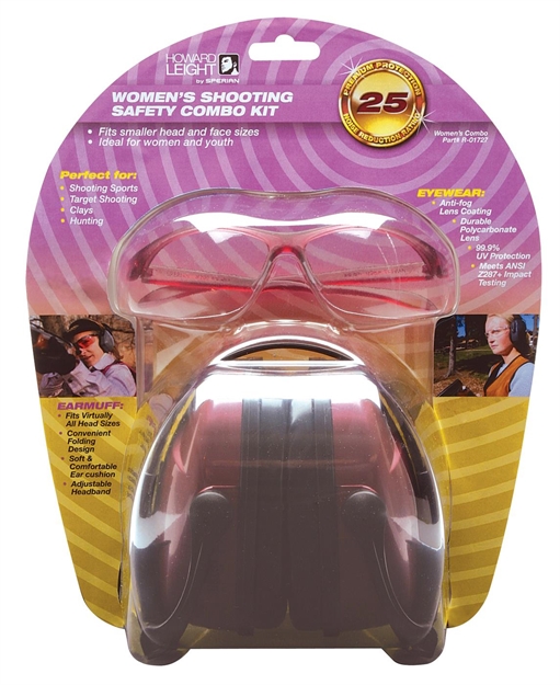 Picture of Howard Leight R01727 Woman's Shooting Safety Combo 25 DB Over The Head Dusty Rose/Black Women R-01727