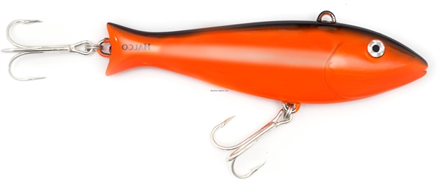 Picture of Halco Giant Trembler Lipless Minnow Trolling Plug W/Rattle, 7", 4 1/2 Oz, 3 - 15 Kts, Orange With Black Back