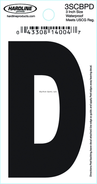 Picture of Hardline 3" Blk Letter D