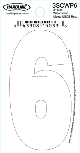 Picture of Hardline 3" White Number 6
