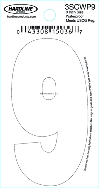 Picture of Hardline 3" White Number 9