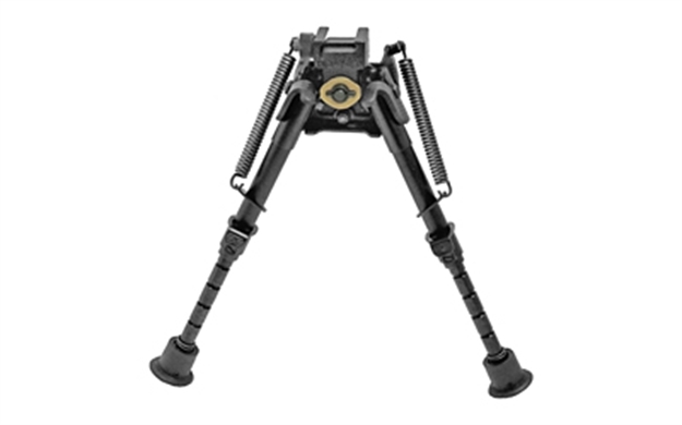 Picture of  Harris Bipods S-Brmp Swivel BR Picatinny, 6-9", Black Steel/Aluminum, Notched Legs, Rubber Feet 051156113212