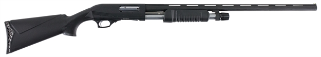 Picture of  Hatfield Gun Company Usp12p Pas  Full Size 12 Gauge Pump 3" 4+1 28" Blue Oxide Smooth Bore/Vent Rib Barrel, Matte Black Cerakote Aluminum Receiver, Fixed Black Synthetic Stock, Right Hand