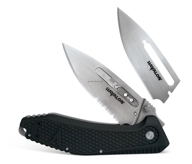 Picture of Havalon Redi Edc Replacable Blade Folding Knife, 1 3" Serrated Blade And 1 3" Partially Serrated Blade, Black