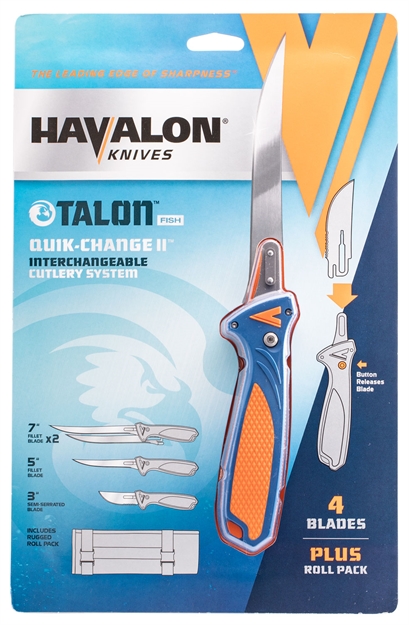 Picture of Havalon Xtc-Tf Talon Fish 
7"/5"/3.5" Stainless Steel Clip Point Polymer Blue/Orange