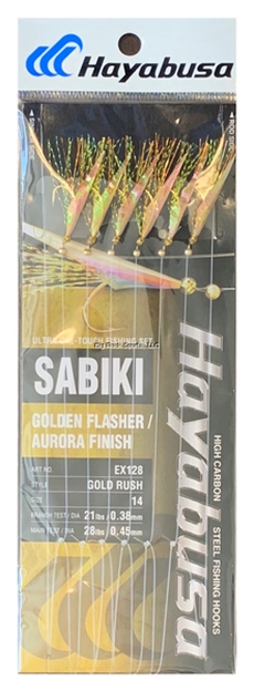 Picture of Hayabusa Golden Flasher Sabiki Size: 14, 6-Hooks, Main 28Lb And Branch 21Lb Test Line
