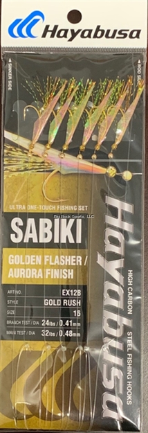 Picture of Hayabusa Golden Flasher Sabiki Size: 16, 6-Hooks, Main 32Lb And Branch 24Lb Test Line