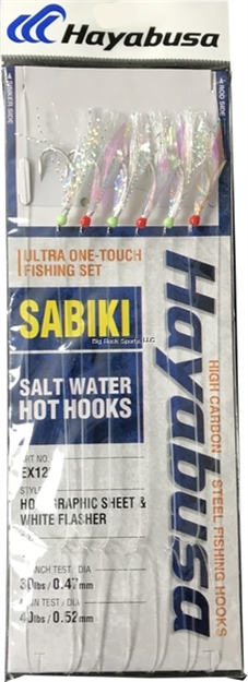 Picture of Hayabusa Holographic Sheet & White Flasher Sabiki Size: 18, 6 Hooks, Main 40Lb And Branch 30Lb Test Line