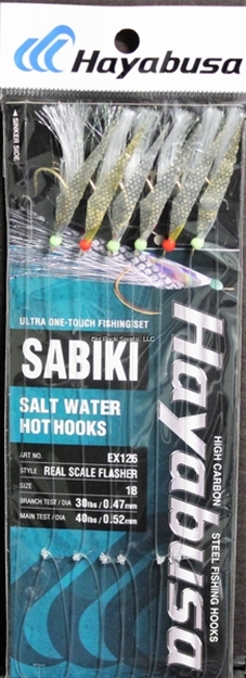 Picture of Hayabusa Real Scale Flasher Sabiki Size: 18, 6 Hooks, Main 40Lb And Branch 30Lb Test Line