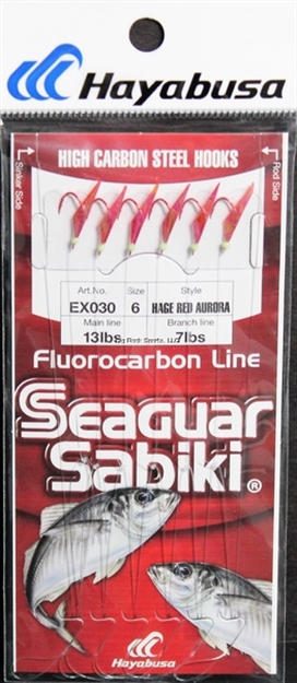 Picture of Hayabusa Sabiki Seaguar Red Hook Red Aurora SZ 6 (6 Hooks)