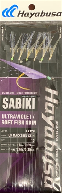 Picture of Hayabusa UV Mackerel Skin Sabiki Size: 10, 6-Hooks, Main 21Lb And Branch 13Lb Test Line
