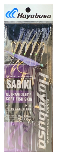 Picture of Hayabusa UV Mackerel Skin Sabiki Size: 14, 6-Hooks, Main 28Lb And Branch 21Lb Test Line
