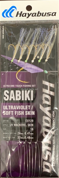Picture of Hayabusa UV Mackerel Skin Sabiki Size: 16, 6-Hooks, Main 32Lb And Branch 24Lb Test Line