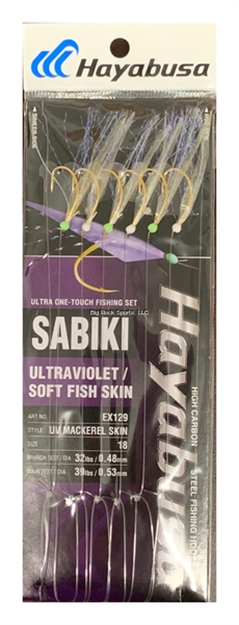 Picture of Hayabusa UV Mackerel Skin Sabiki Size: 18, 6-Hooks, Main 39Lb And Branch 32Lb Test Line