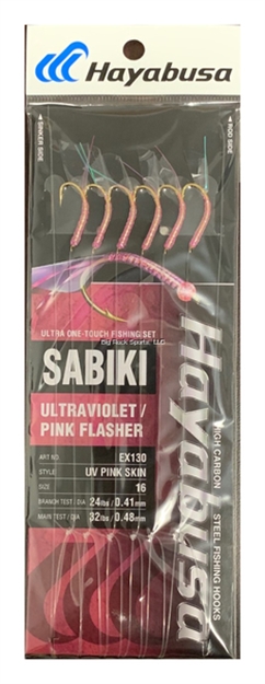 Picture of Hayabusa UV Pink Skin Sabiki Size: 16, 6-Hooks, Main 32Lb And Branch 24Lb Test Line