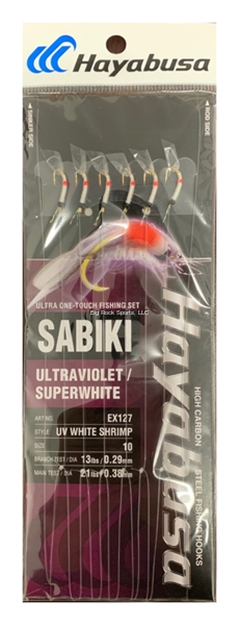 Picture of Hayabusa UV White Shrimp Sabiki Size: 10, 6-Hooks, Main 21Lb And Branch 13Lb Test Line