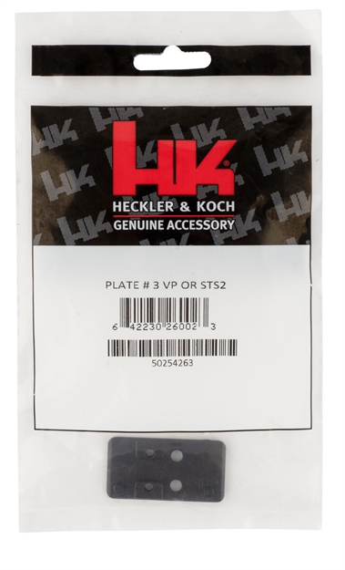 Picture of  Heckler & Koch 50254263 Optic Plate #3 Black, Steel Fits Heckler & Koch Vp9 OR C-More Sts2 Pattern Footprint Mount 642230260023