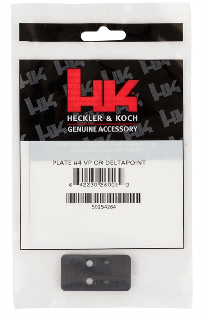 Picture of  Heckler & Koch 50254264 Optic Plate #4 Black Steel, Fits Heckler & Koch Vp9 OR Leupold Deltapoint Pattern Footprint Mount 642230260030