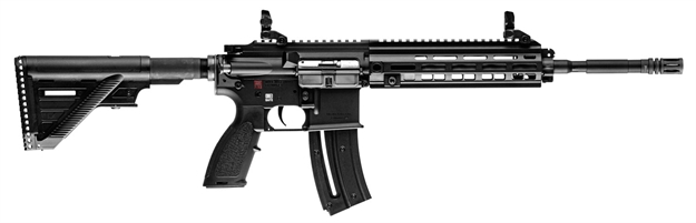Picture of  Heckler & Koch 81000402 Heckler & Koch 416  22 LR 10+1 16.10" Black Steel Threaded Barrel Aluminum W/M-Lok & Picatinny Rail Black Aluminum Receiver Black Retractable Stock Right Hand