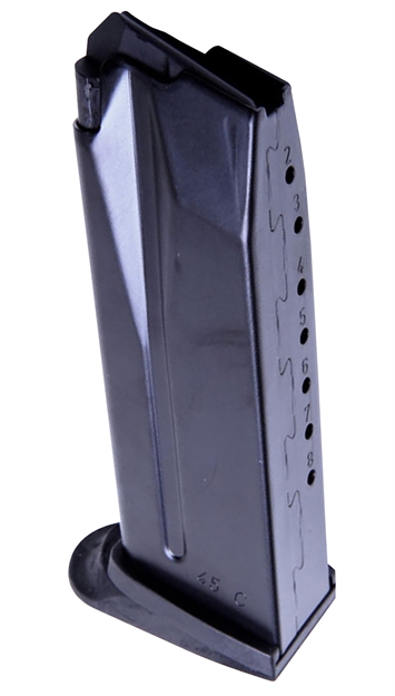 Picture of  Heckler & Koch 50248621 45C  Black Detachable With Extended Floor Plate 8Rd 45 Acp For H&K Usp Compact/45 Compact