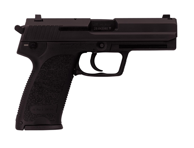 Picture of Heckler & Koch 81000328 Usp V7 Lem 45 Acp Caliber With 4.41" Barrel, 10+1 Capacity, Overall Black Finish, Serrated Trigger Guard Frame, Serrated Steel Slide, Polymer Grip & NO Manual Safety Includes 2 Mags 704507A5