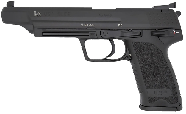 Picture of  Heckler & Koch 81000368 Usp V1 Elite 45 Acp 10+1 6.02" Stainless Stainless Steel Barrel, Black Long/Serrated Steel Slide, Black Polymer Frame, Black Polymer Grip