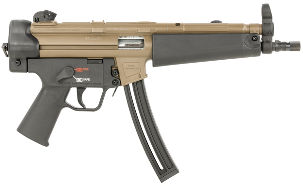 Picture of  Heckler & Koch 81000629 Mp5  Sports South Exclusive 22 LR 25+1 8.50" Barrel, Exclusive Flat Dark Earth Finish, NO Stock (Sling Mount), Black Polymer Grip, Adjustable Rear Sight, Manual Safety