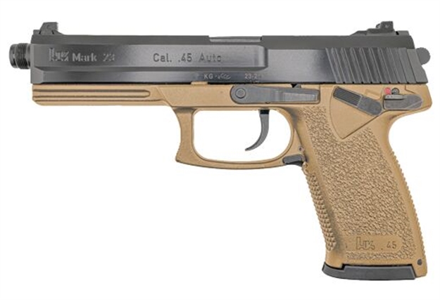 Picture of  Heckler & Koch 81000868 Mark 23  45 Acp 12+1 5.87" Black Threaded Barrel, Black Cerakote Serrated Steel Slide, Flat Dark Earth Polymer Frame W/Accessory Rail