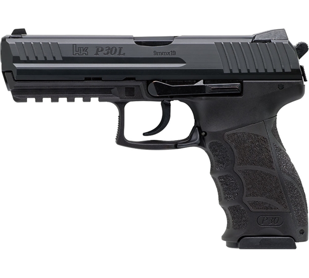 Picture of Heckler & Koch 81000131 P30ls V3 40 S&W 13+1, 3.85" Black Polygonal Rifled Barrel, Black Serrated/Long Steel Slide, Black Polymer Frame W/Picatinny Rail, Black Finger Grooved Grip, Ambidextrous M734003LS-A5