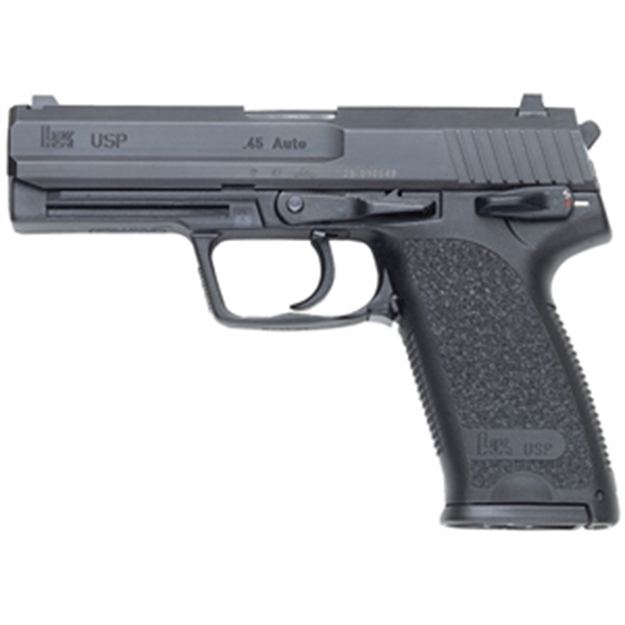 Picture of Heckler & Koch 81000322 Usp V1 Sa/Da 45 Acp Caliber With 4.41" Barrel, 12+1 Capacity, Overall Black Finish, Serrated Trigger Guard Frame, Serrated Steel Slide & Polymer Grip Includes 2 Mags M704501-A5 642230244818