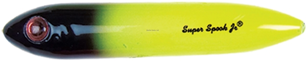Picture of Heddon Super Spook Jr. Topwater Bait, 3 1/2", 1/2 Oz, Chartreuse Black Head, Floating