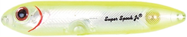 Picture of Heddon Super Spook Jr. Topwater Bait, 3 1/2", 1/2 Oz, Chartreuse/Silver Insert, Floating