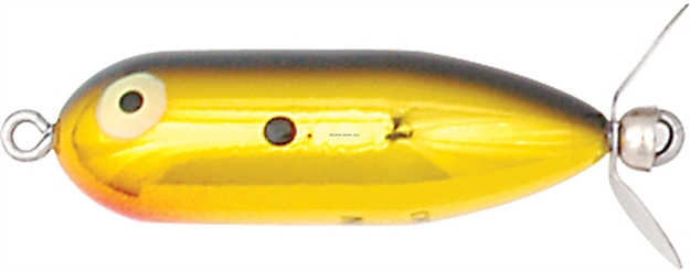 Picture of Heddon Tiny Torpedo Topwater Prop Bait, 1 7/8", 1/4 Oz, Gold/Blackback, Floating