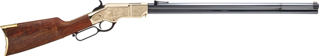 Picture of  Henry H011d3 Original Deluxe 3Rd Edition Full Size 44-40 Win 13+1 24.50" Blued Octagon Barrel, Brass Polished Brass Receiver, Fancy American Walnut Wood Stock Ambidextrous
